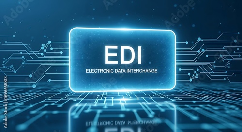 Electronic data interchange edi glowing blue text on digital background