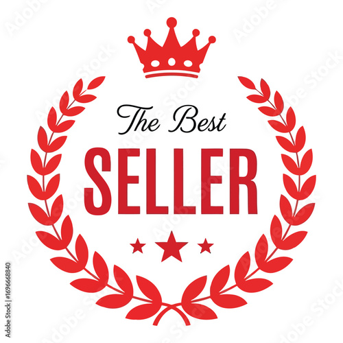 Best seller laurel wreath and crown emblem featuring "the best seller" text