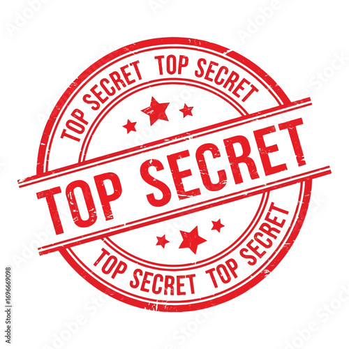Authentic top secret rubber stamp mark for confidential documents and classified information