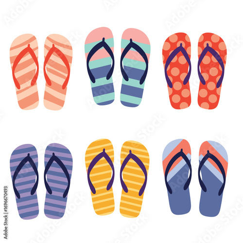 Colorful assortment of open toe summer footwear ideal for beach vacations and casual outings