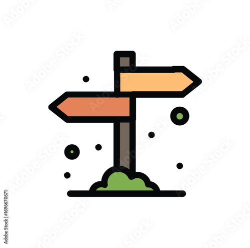 vector illustration of wooden sign post