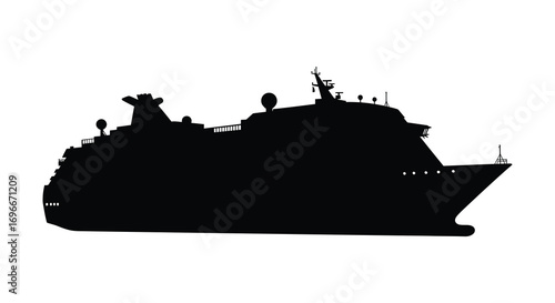 a large cruise ship silhouette against white background