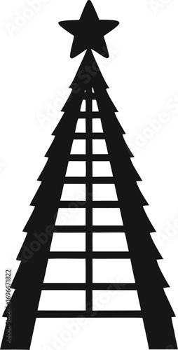  Christmas ladder silhouette vector