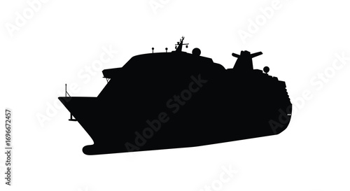 a large cruise ship silhouette floating on calm waters