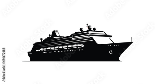 a large cruise ship silhouette against white background