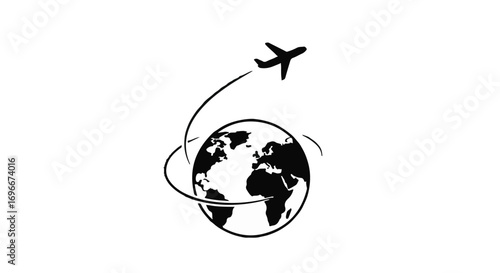 Airplane circling the globe, symbolizing global travel and adventure