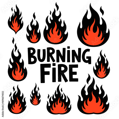 Collection of Stylized Burning Fire Symbols
