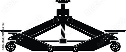 Scalable vector illustration of a black scissor jack tool for automotive and mechanical needs