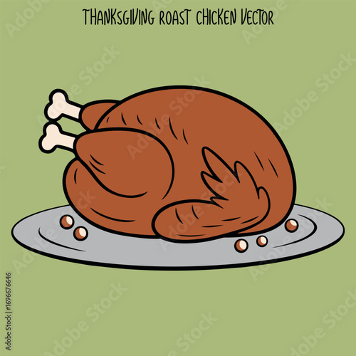 vector illustration of chicken on a plate