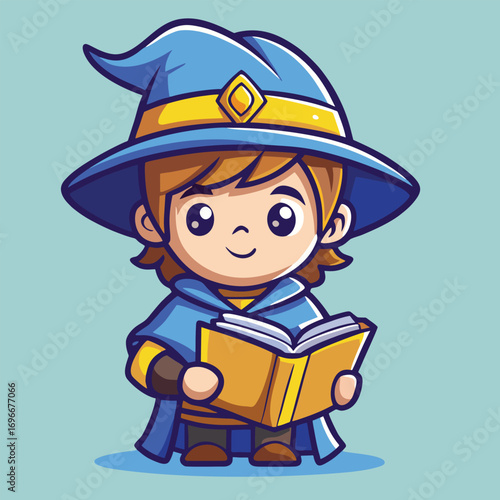 design logo vector icon illustration cartoon mascot character wizard