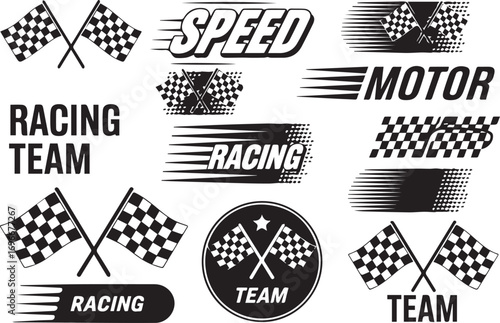 motor sport design elements vector pack ai eps png checkered flags speed racing team graphics