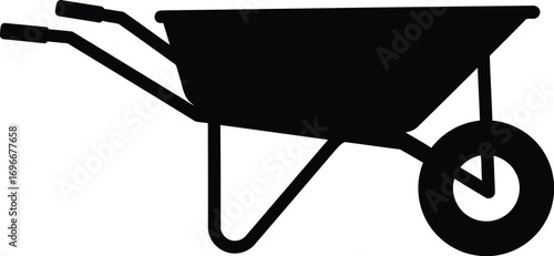 Scalable silhouette vector illustration of a garden wheelbarrow for outdoor projects