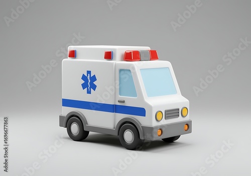 Wallpaper Mural 3D Cartoon Ambulance Illustration for Emergency Medical Services and Healthcare Concepts Isolated on Gray Background Torontodigital.ca