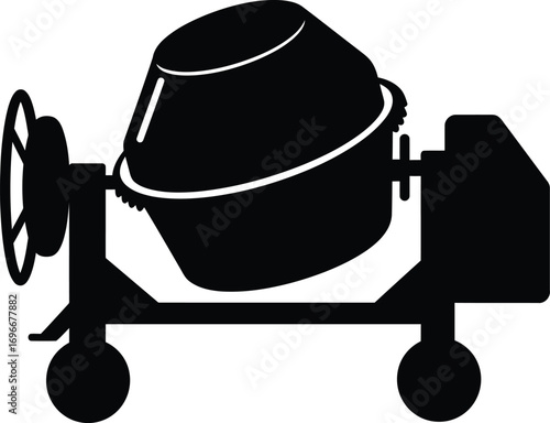 Scalable vector illustration of a cement mixer for construction and diy projects