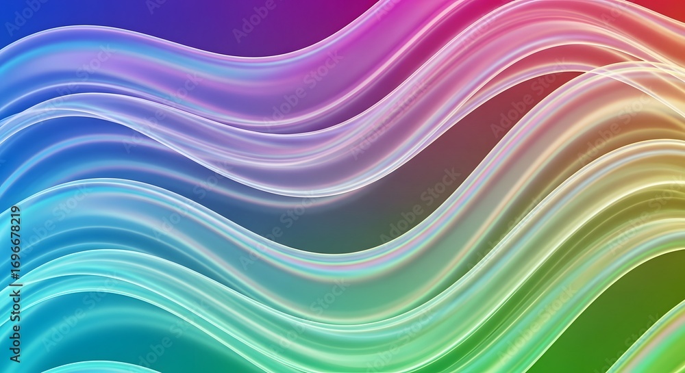 Fototapeta premium Abstract holographic waves in gradient colors creating futuristic fluid background with smooth glowing reflections