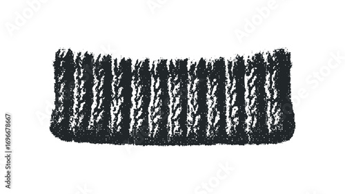 Rough textured black fabric stripe on transparent background. Vector hand drawn illustration