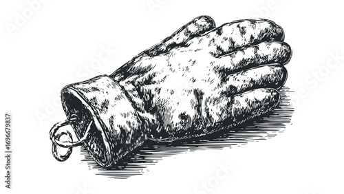 Sketch of Protective Mitt with Hanging Loop Transparent. Vector hand drawn illustration