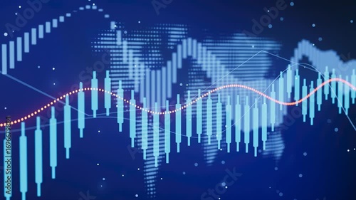 Investment finance chart with stock market growth, business exchange and economic data trend..