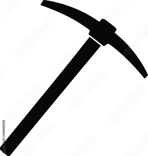 Scalable vector illustration of a black pickaxe tool icon