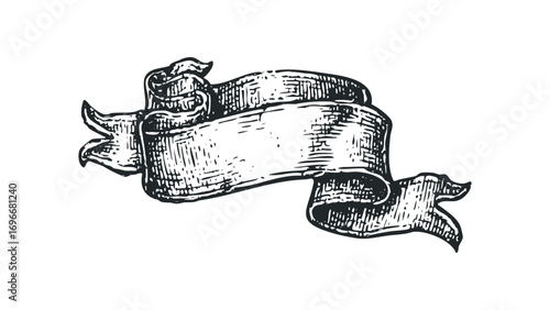 Vintage Scroll Ribbon Isolated. Vector hand drawn illustration