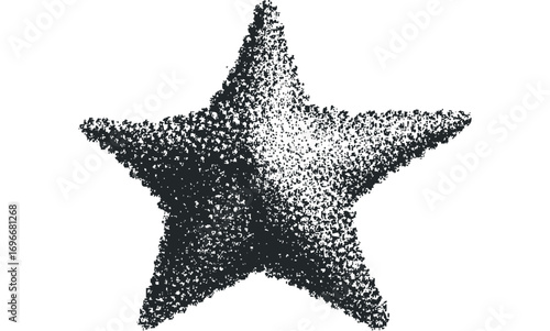 Abstract star shape formed by scattered dark particles on white. Vector hand drawn illustration