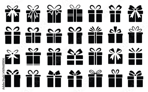 Vector art of set of gift boxes collection of gift boxes with bows christmas gift silhouette gift vector illustration gift icon present