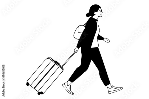 a woman traveling bag silhouette