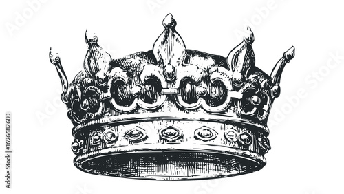 Intricate royal crown on transparent. Vector hand drawn illustration