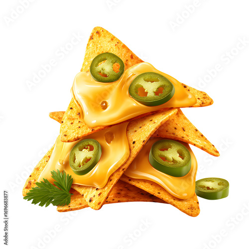 Nachos Cheese Jalapeno Mexican Snack isolated on transparent background