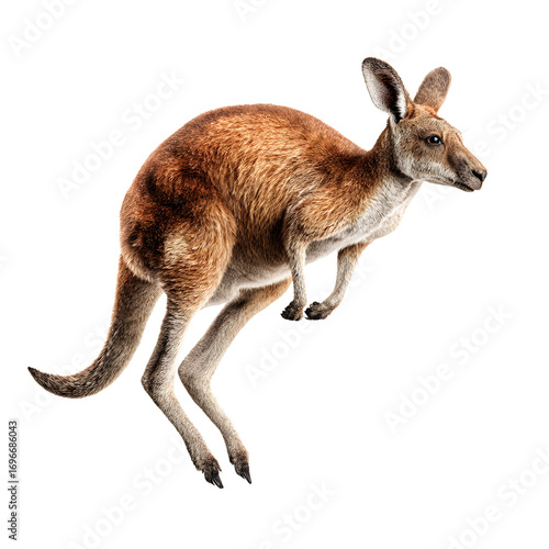 Kangaroo Jumping Powerful Australian Animal isolated on transparent background