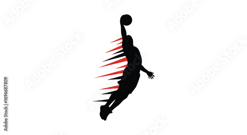 basketball player mid jump with ball silhouette