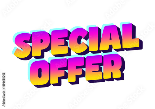 Colorful text graphic featuring the words Special Offer in a bold, 3D style with gradient effect