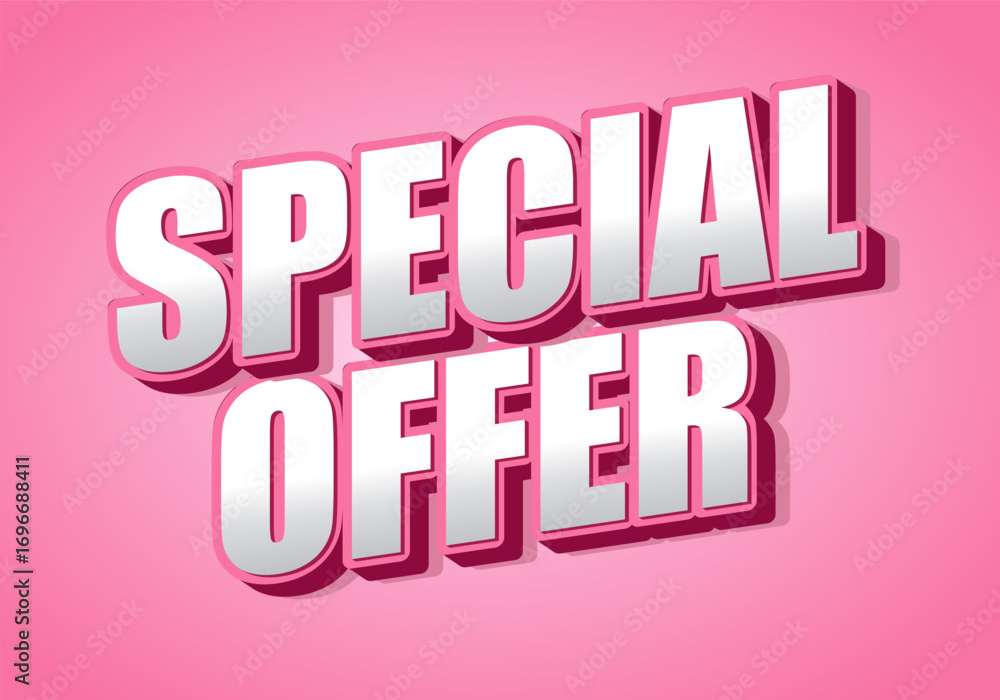 Fototapeta premium A vibrant pink background featuring bold, three dimensional text that reads Special Offer in white a