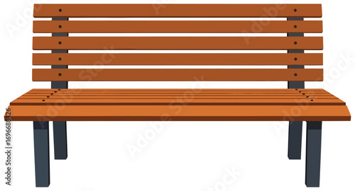 Bench vector illustration of a simple wooden park seat with metal legs in flat minimal style perfect for outdoor spaces garden design relaxation leisure and public seating concepts