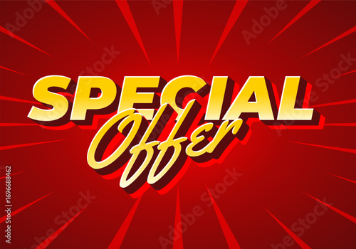 A vibrant graphic design featuring the words Special Offer in bold, stylized typography against a re