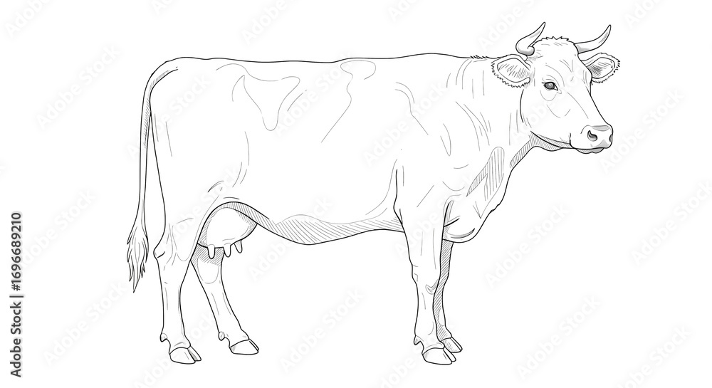 Fototapeta premium Stylized Cow Illustration Minimalist Farm Animal Design isolated on transparent background