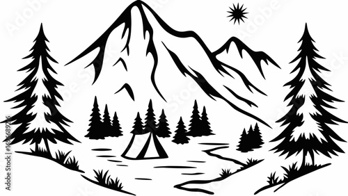 Mountain Camping Nature Scene