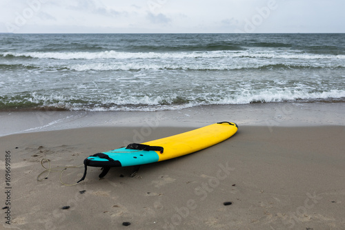 Canvas Print surfing board on the sea background