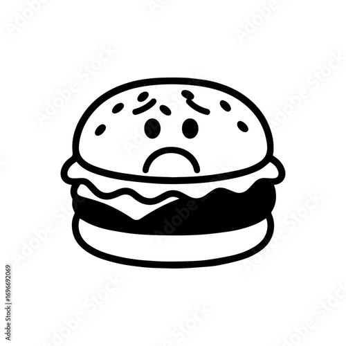 character emotion burger sadness vector on white background
Vector icon character with emotion