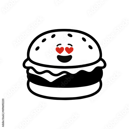 character emotion burger love vector on white background
Vector icon character with emotion