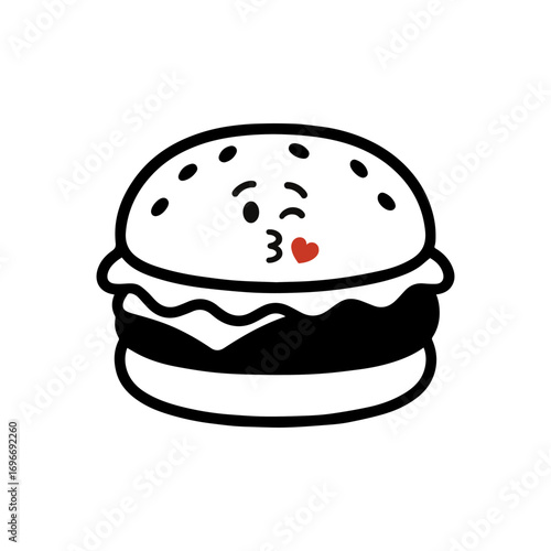 character emotion burger kiss vector on white background
Vector icon character with emotion