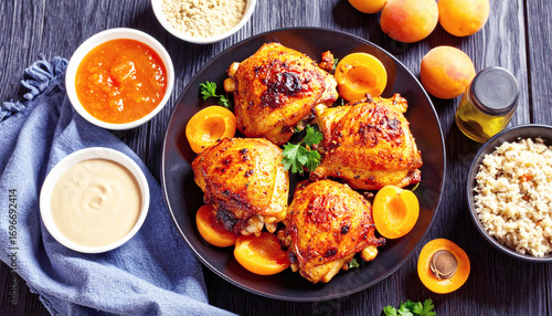 Roasted apricot chicken. AI