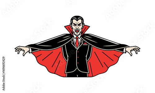 Angry Vampire in a Suit with Dramatic Cape.