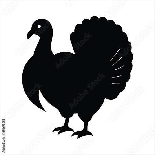 Black silhouette of a turkey with its tail feathers fanned out