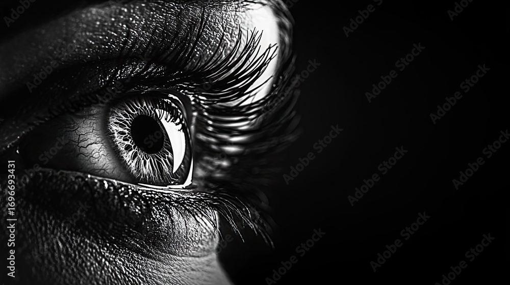 Obraz premium Monochrome macro close up of human eye