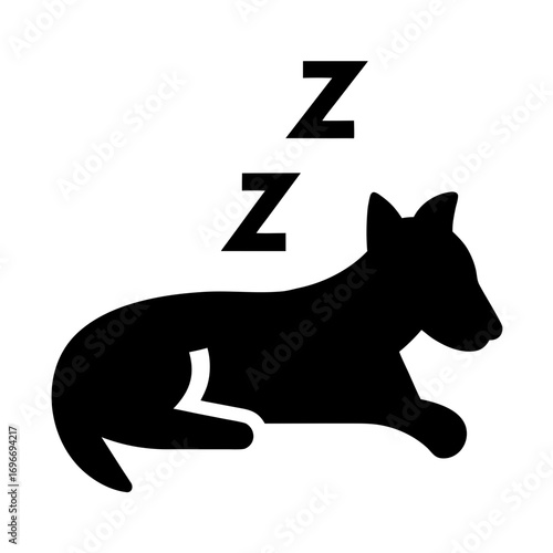 Silhouette of a sleeping dog with zzz symbol vector