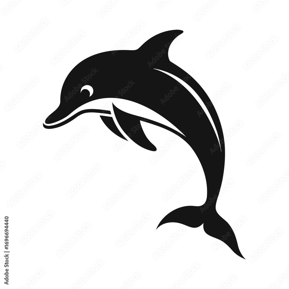 Fototapeta premium Silhouette of a dolphin jumping from the water vector