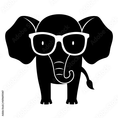 Silhouette of a hipster elephant wearing glasses vector