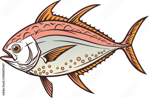Moonfish Illustration Artwork. Detailed Opah Fish Creative Illustration. Moonfish Illustration for Marine Life Artwork. Realistic Opah Fish Illustration Design. Moonfish Artwork for Ocean and Sea