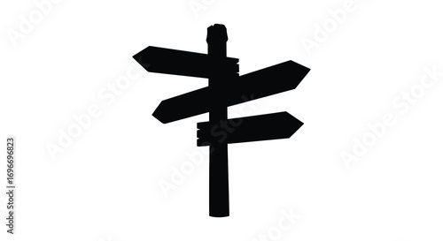 directional signs pointing various ways in silhouette